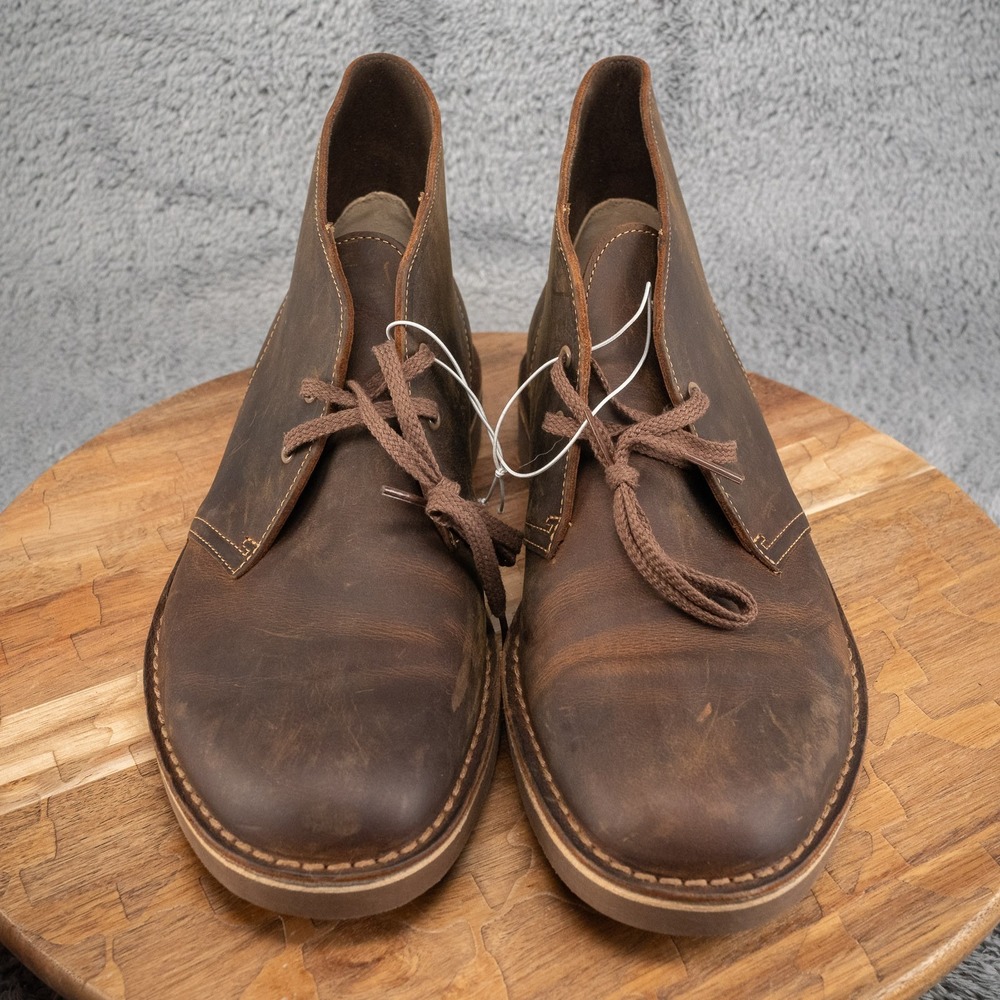 CLARKS BUSHCARE 2 LEATHER CHUKKA ANKLE BOOTS MENS 11.5 SHOES BROWN CASUAL - Picture 2 of 6